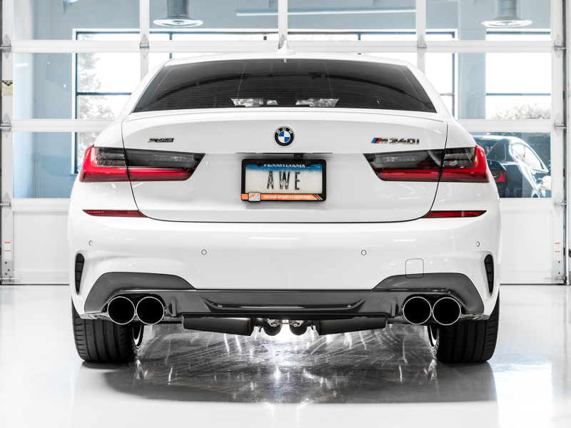 AWE Tuning 2019+ BMW M340i (G20) Non-Resonated Touring Edition Exhaust - Quad Chrome Silver Tips thumbnail 4