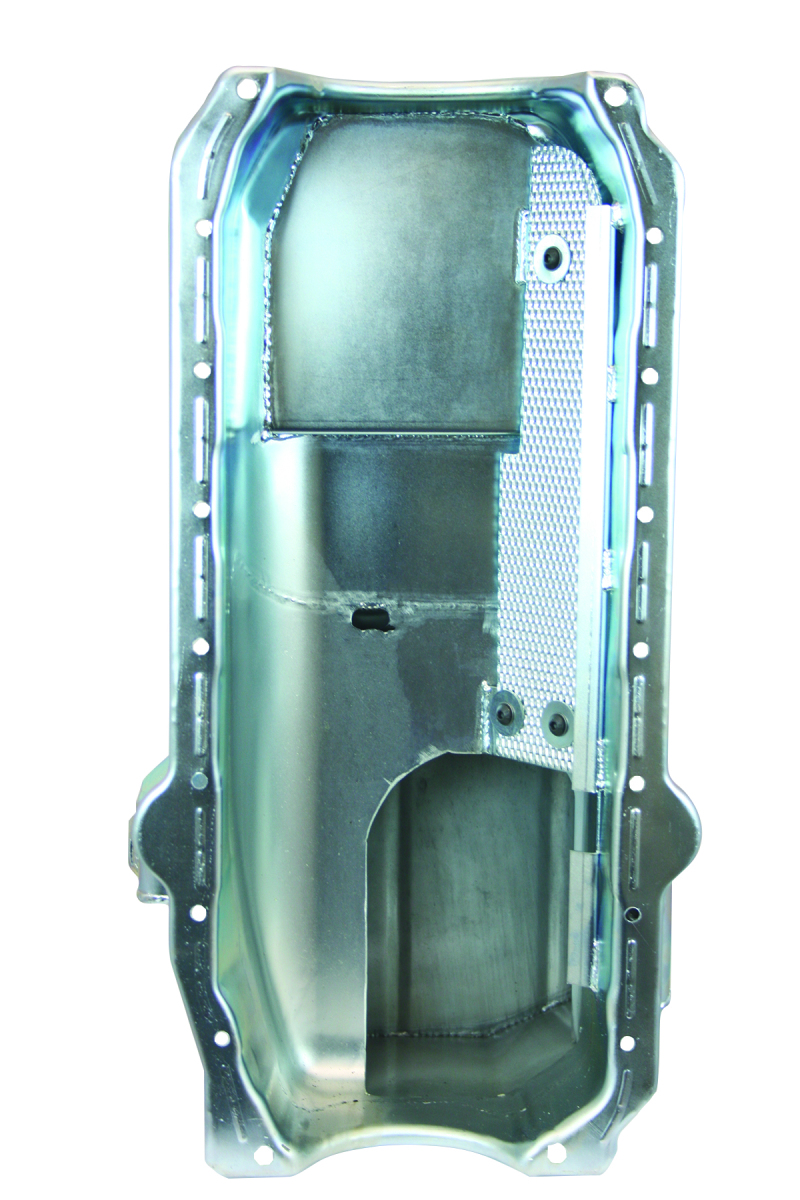 Moroso 80-85 Chevrolet SBC (w/Passenger Side Dipstick) Wet Sump 5.5qt 7.5in Steel Oil Pan - Black thumbnail 5