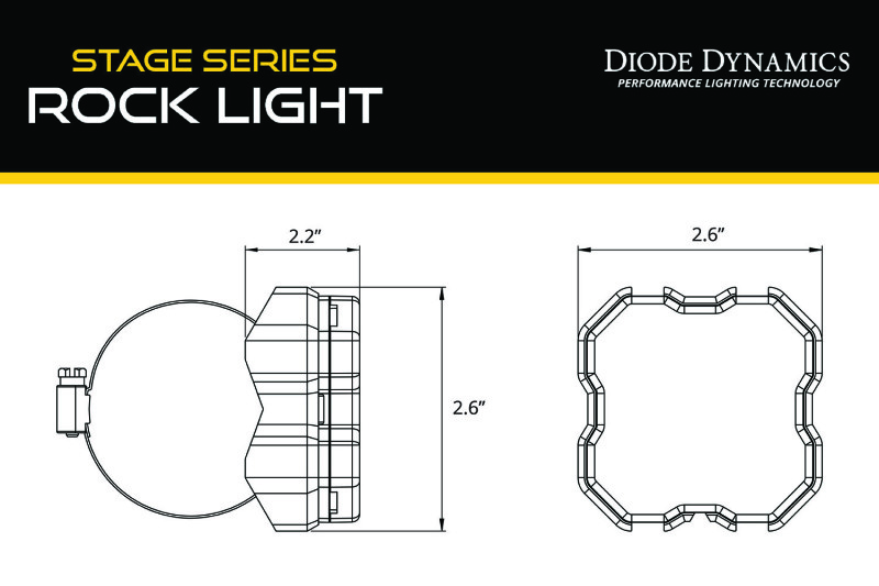 Diode Dynamics Stage Series Rock Light Tube Mount Adapter Kit (one) thumbnail 3