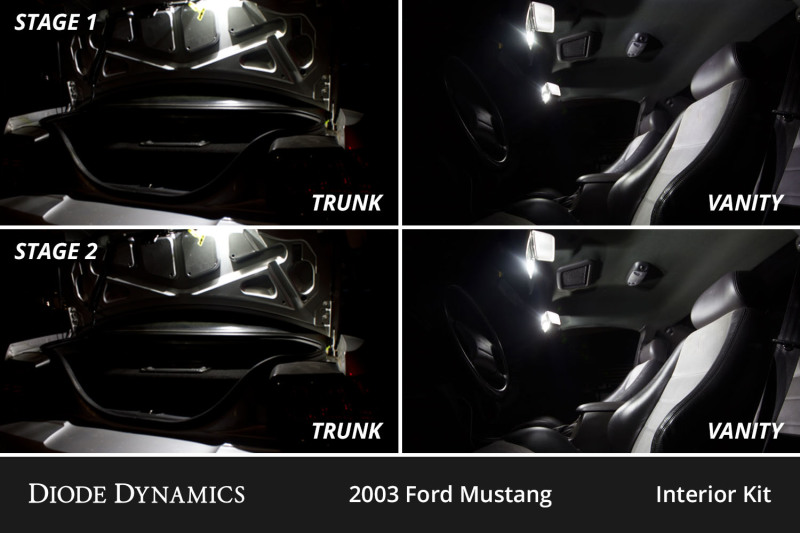 Diode Dynamics 94-04 d Mustang Interior LED Kit Cool White Stage 2 thumbnail 4