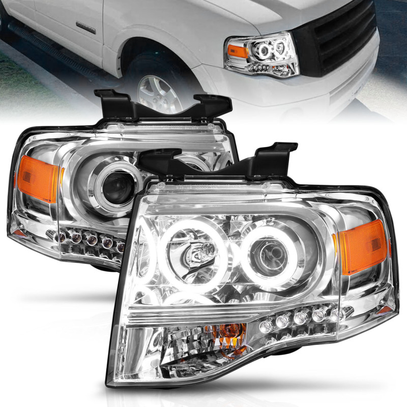 ANZO 2007-2014 Ford Expedition Projector Headlights Chrome thumbnail 9