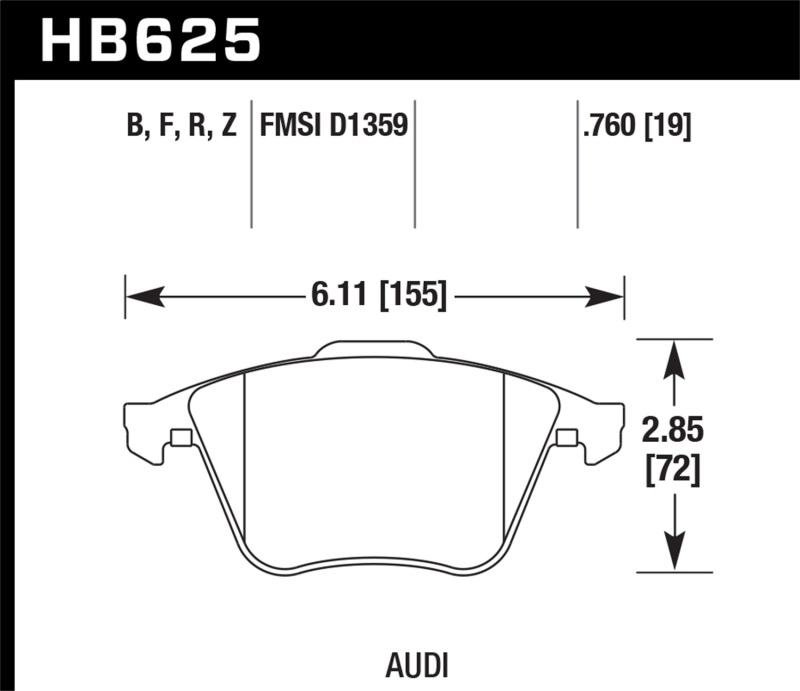 Hawk 2001-2010 Audi S3 European HPS 5.0 Front Brake Pads thumbnail 5