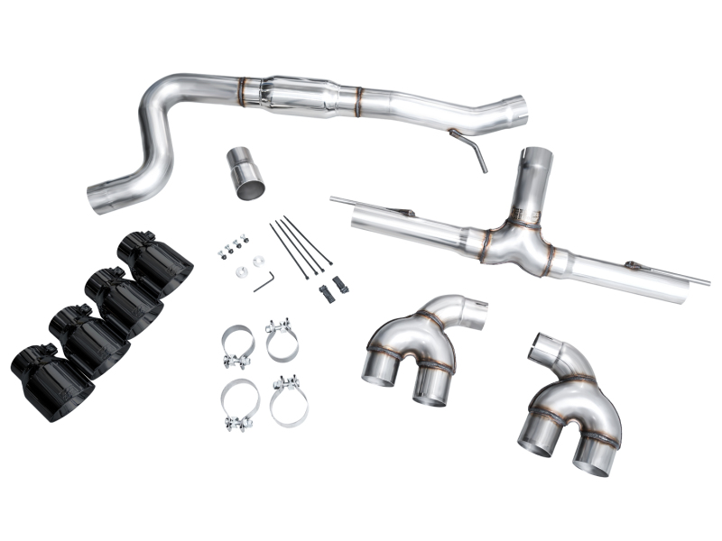 AWE Tuning MK8 Volkswagen Golf R 3in Track Edition Quad Exhaust - Diamond Black Tips thumbnail 2
