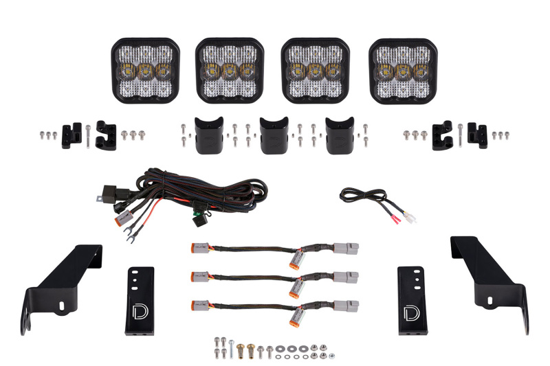Diode Dynamics Jeep JL SS5 4-Pod CrossLink Grille Lightbar Kit Sport - White Combo thumbnail 2