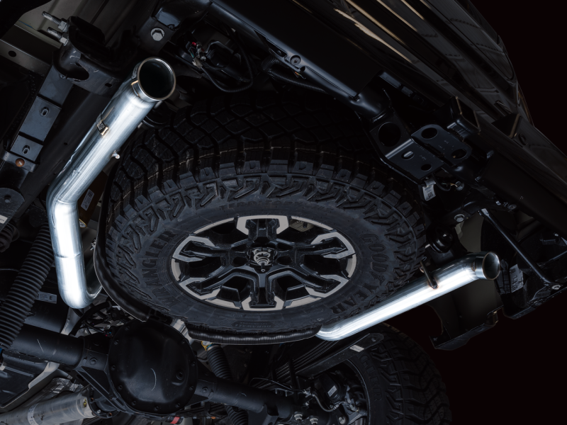 AWE Tuning 22-23 GMC Sierra 1500 AT4X 6.2L 0FG Catback Split Dual (Flat Bumper) - Bashguard(No Tips) thumbnail 6