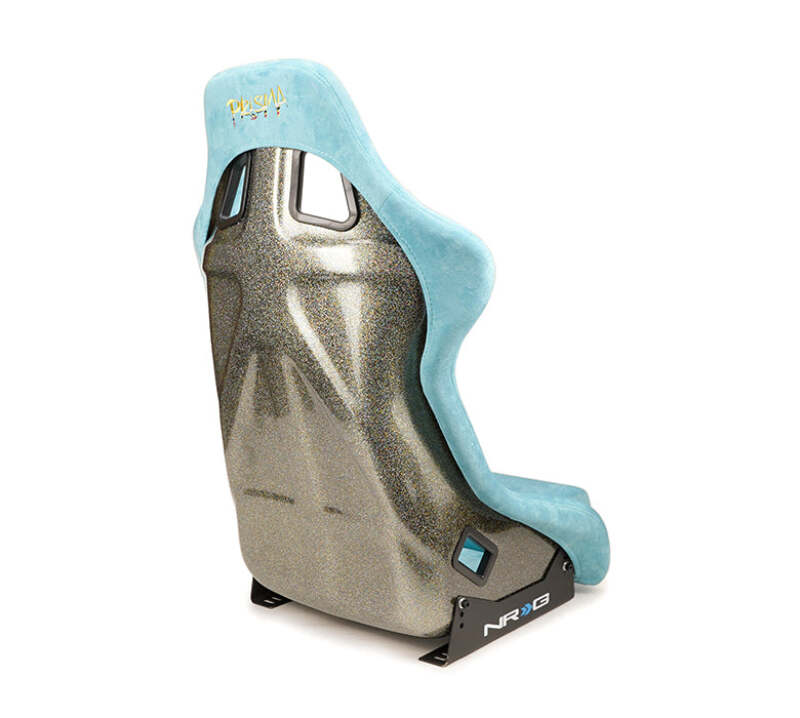 NRG FRP Bucket Seat ULTRA Edition W/ Grey Pearlized Back / Teal Microfiber Material - Large thumbnail 2