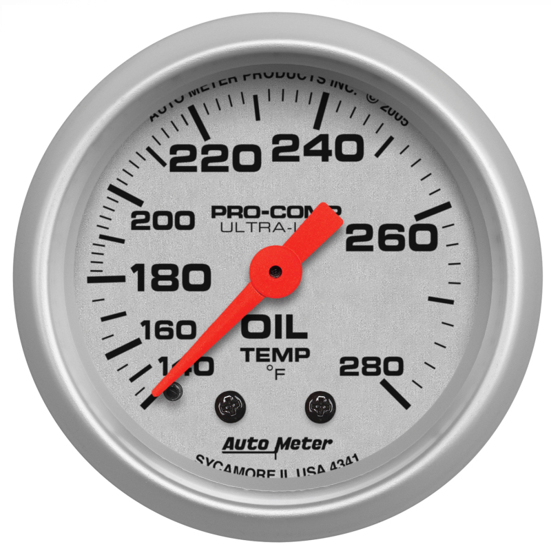 Autometer Ultra-Lite 52mm 140-280 Deg F Mechanical Oil Temp Gauge thumbnail 3