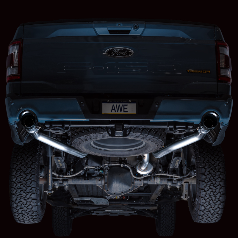 AWE Tuning 2021+ Ford F-150 Tremor (w/ Bumper Cutouts) 0FG Non-Resonated Catback -Diamond Black Tips thumbnail 6
