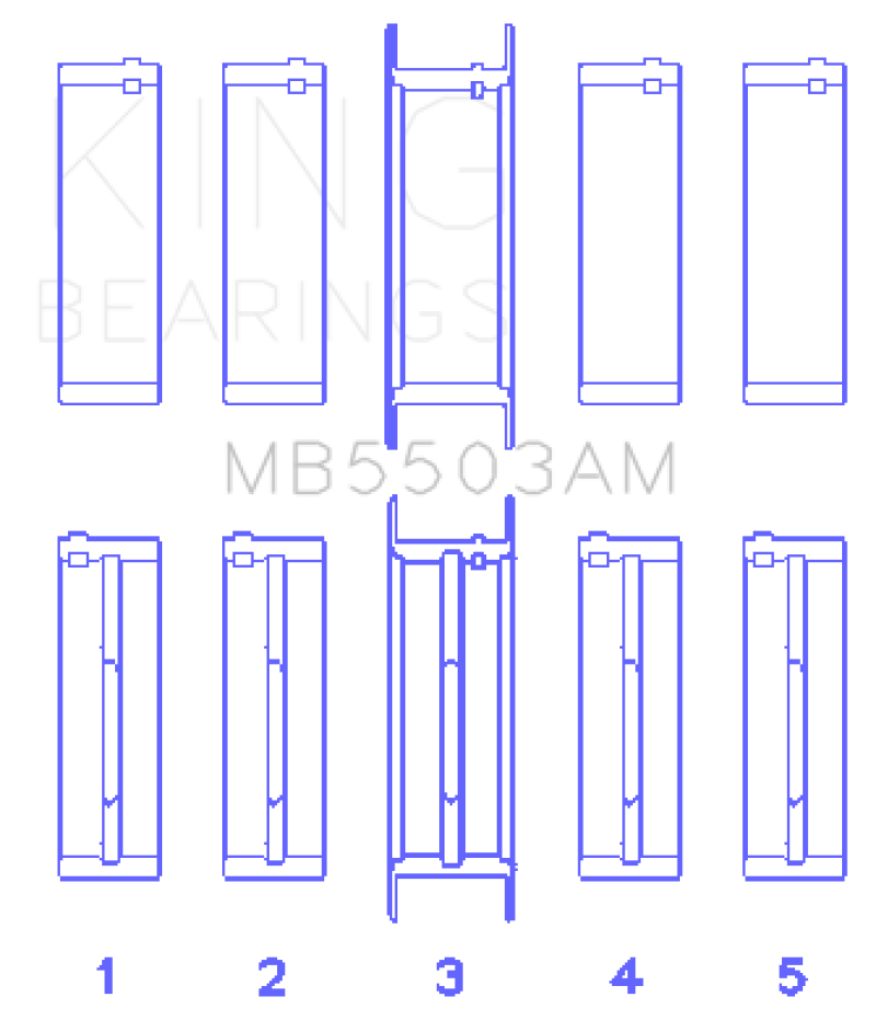 King Engine Bearings Ford V8 351ci 5.8L 16v Crankshaft Main Bearing Set (Set of 5) thumbnail 2