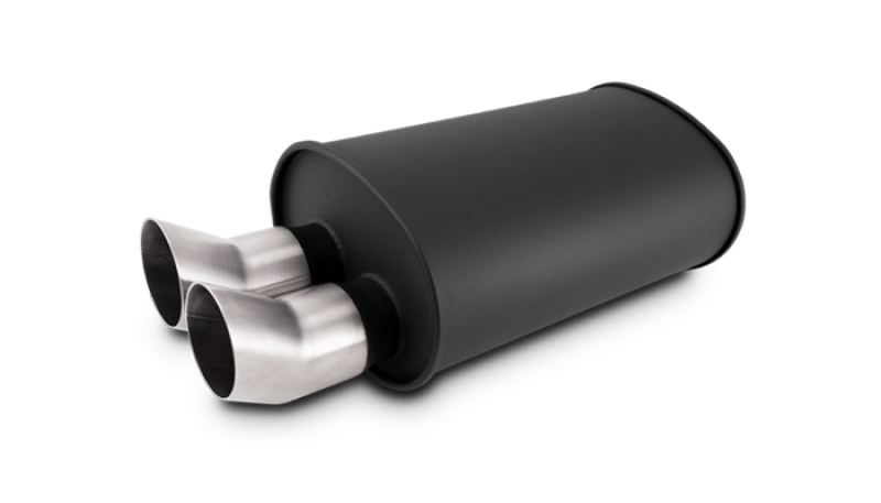 Vibrant Streetpower Flat Blk Muffler 9.5x6.75x15in Body Inlet ID 3in Tip OD 3in w/Dual DTM Tips thumbnail 2