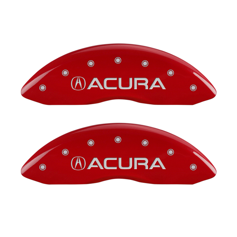 MGP 4 Caliper Covers Engraved Front Acura Engraved Rear MDX Red finish silver ch thumbnail 2