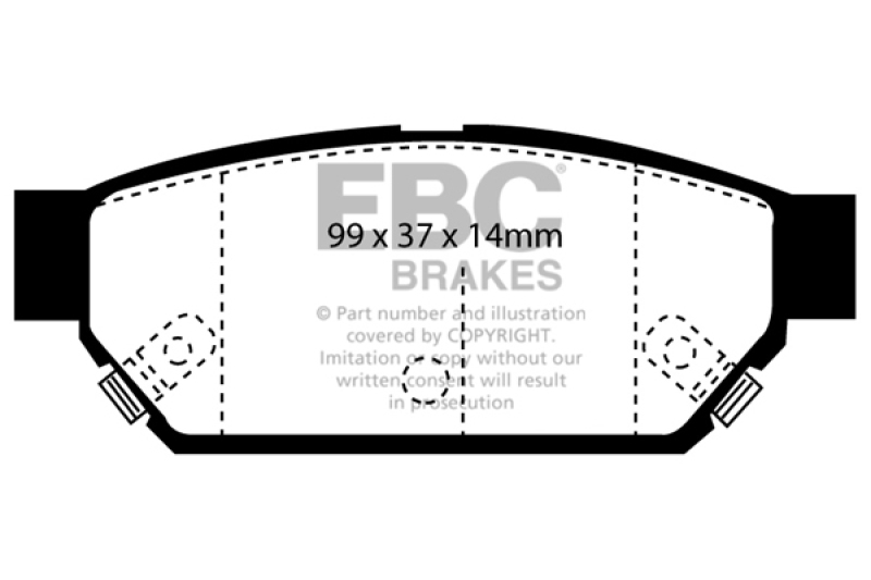 EBC 93-96 Eagle Summit 1.5 Yellowstuff Rear Brake Pads thumbnail 4