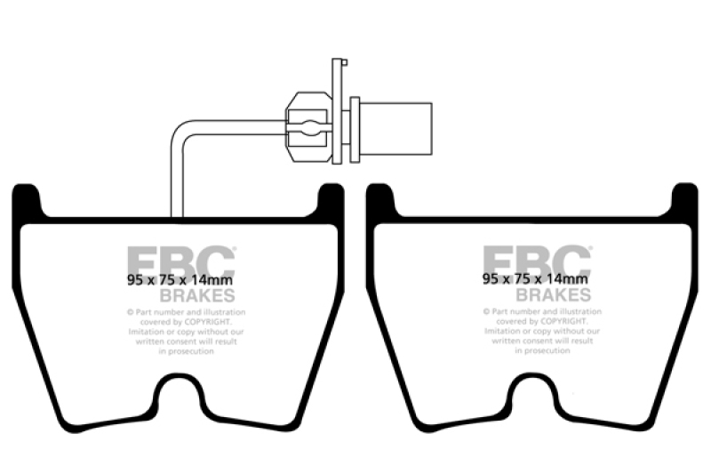 EBC 06-09 Audi RS4 4.2 (Cast Iron Rotors) Redstuff Front Brake Pads thumbnail 5