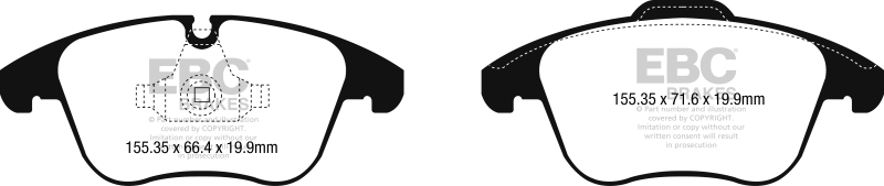 EBC 2016+ Jaguar XE 2.0L TD (180) Redstuff Front Brake Pads thumbnail 5