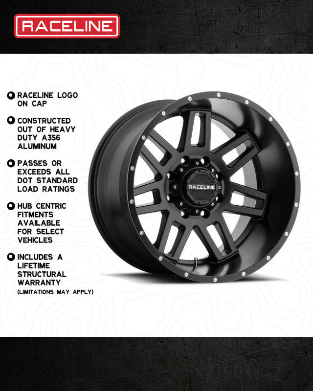 Raceline 931B Injector 17x9in / 8x170 BP / 0mm Offset / 125.2mm Bore - Satin Black Wheel thumbnail 4