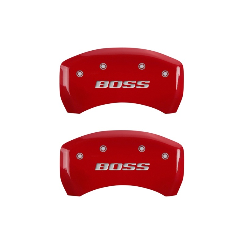 MGP Rear set 2 Caliper Covers Engraved Rear Boss Red finish silver ch thumbnail 4