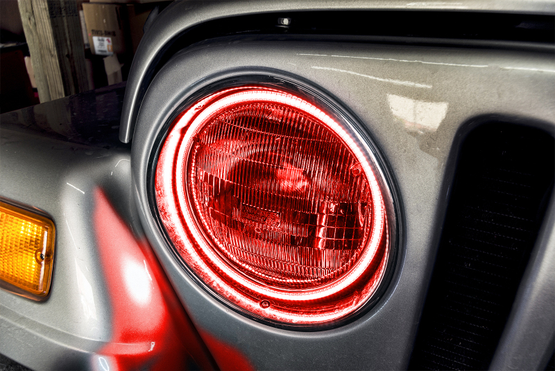 Oracle 97-06 Jeep Wrangler TJ Surface Mount LED Headlight Halo Kit - Red thumbnail 2