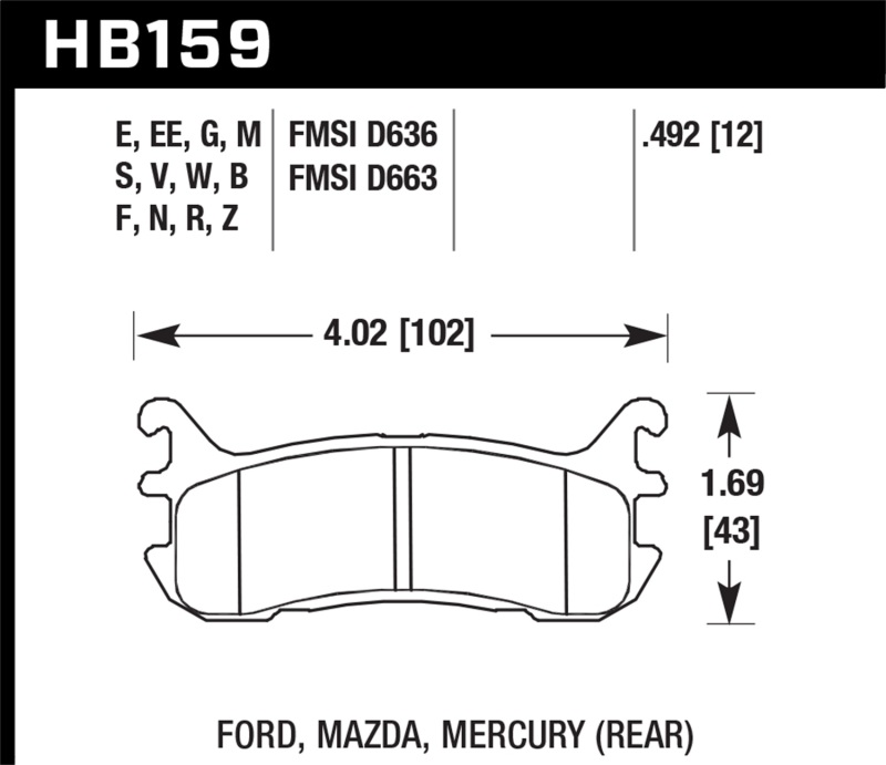 Hawk 94-05 Miata / 01-05 Normal Suspension HP+ Street Rear Brake Pads (D636) thumbnail 4