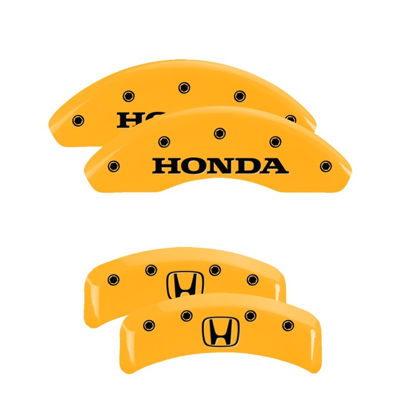 MGP 4 Caliper Covers Engraved Front & Rear MGP Yellow Finish Black Char 2003 Honda Element thumbnail 5