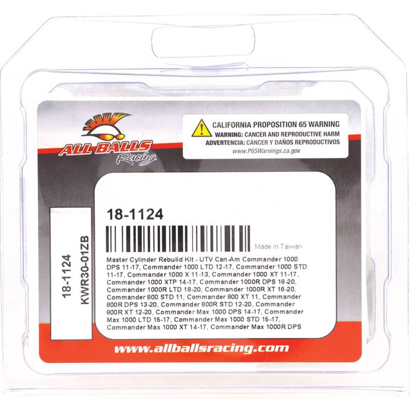 All Balls Racing 11-17 Can-Am Commander 1000R DPS Master Cylinder Rebuild Kit thumbnail 2