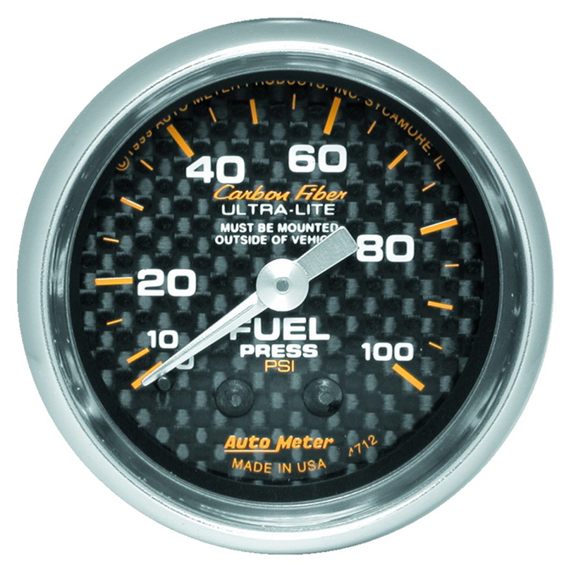 Autometer Carbon Fiber 52mm 100 PSI Mechanical Fuel Pressure Gauge thumbnail 3