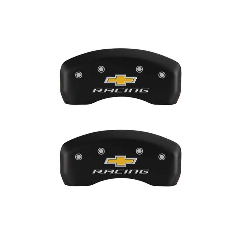 MGP 4 Caliper Covers Engraved Front & Rear Chevy racing Red finish silver ch thumbnail 6