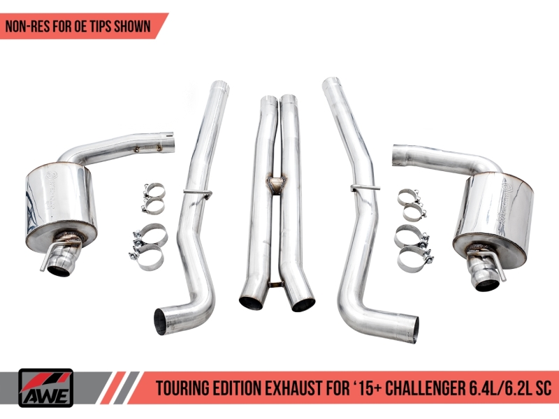 AWE Tuning 2015+ Dodge Challenger 6.4L/6.2L Non-Resonated Touring Edition Exhaust - Use Stock Tips thumbnail 6