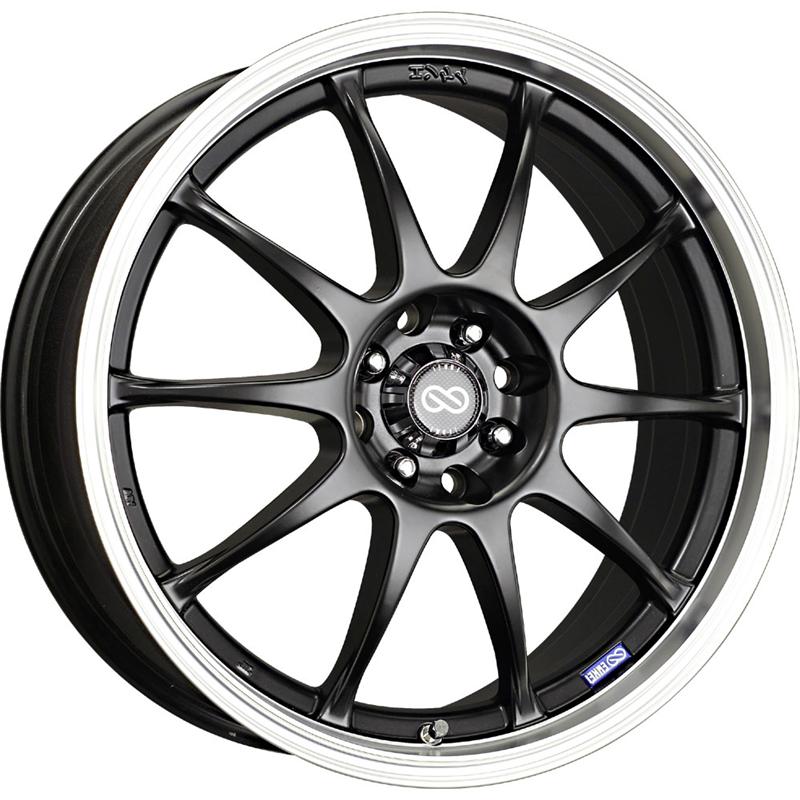 Enkei J10 16x7 5x112/114.3 38mm Offset 72.62mm Bore Dia Black w/ Machined Lip Wheel