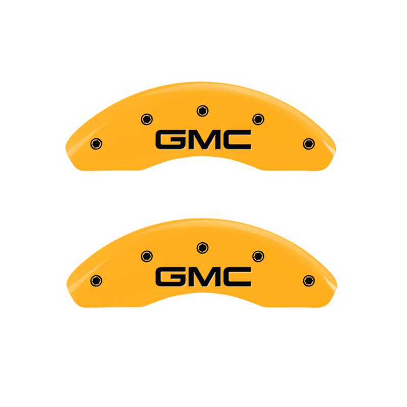 MGP 4 Caliper Covers Engraved Front & Rear GMC Yellow finish black ch thumbnail 5