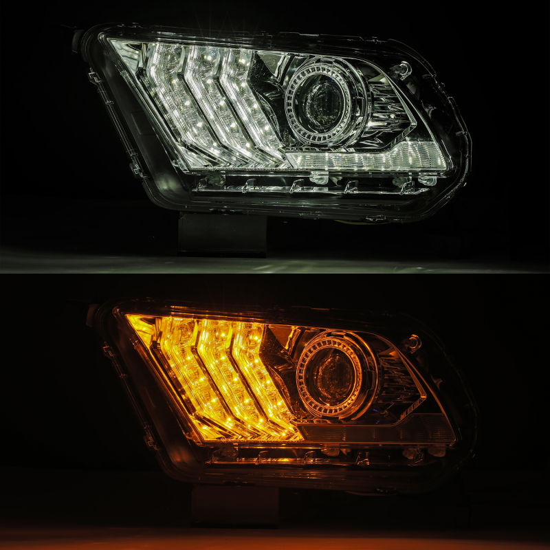 AlphaRex 10-12 Ford Mustang PRO-Series Projector Headlights Plank Style Chrome w/Top/Bottom DRL thumbnail 5