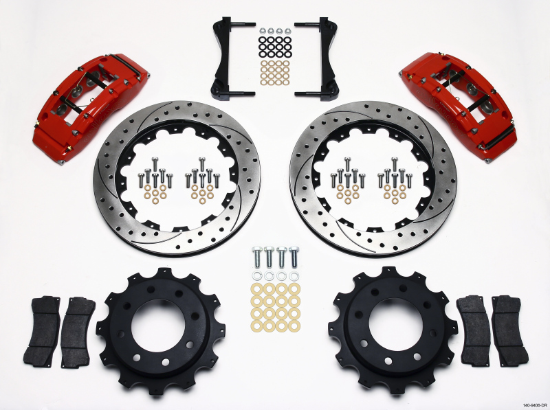 Wilwood TC6R Rear Kit 16.00in Drilled Red 1999-2010 GM Trk 2500 HD 4.84 Cntr
