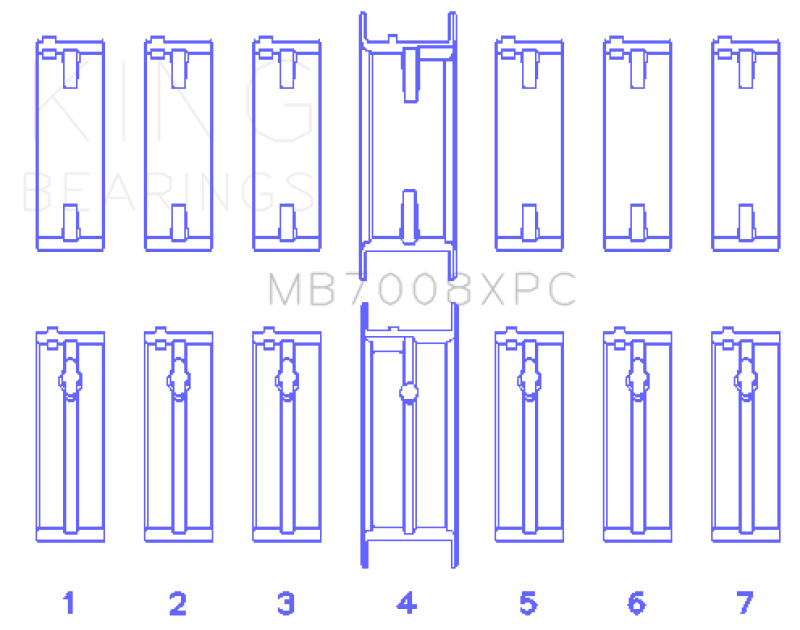 King Engine Bearings Nissan 2.5L RB25DET 24V Coated Performance Main Bearing Set - Size STD thumbnail 6
