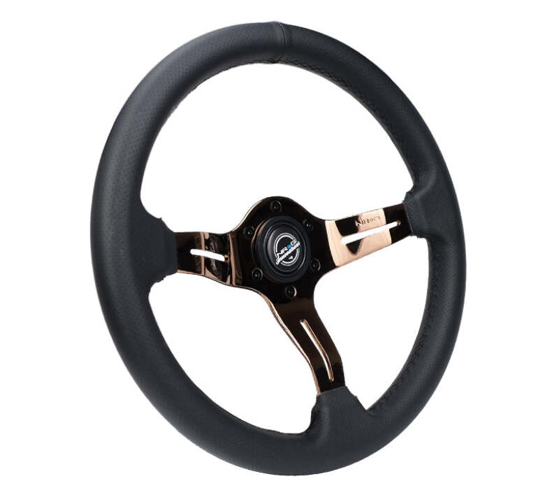 NRG Light Weight Gaming Steering Wheel - Splitz 350mm 3 Rose Gold Spokes Slits - Leather thumbnail 6