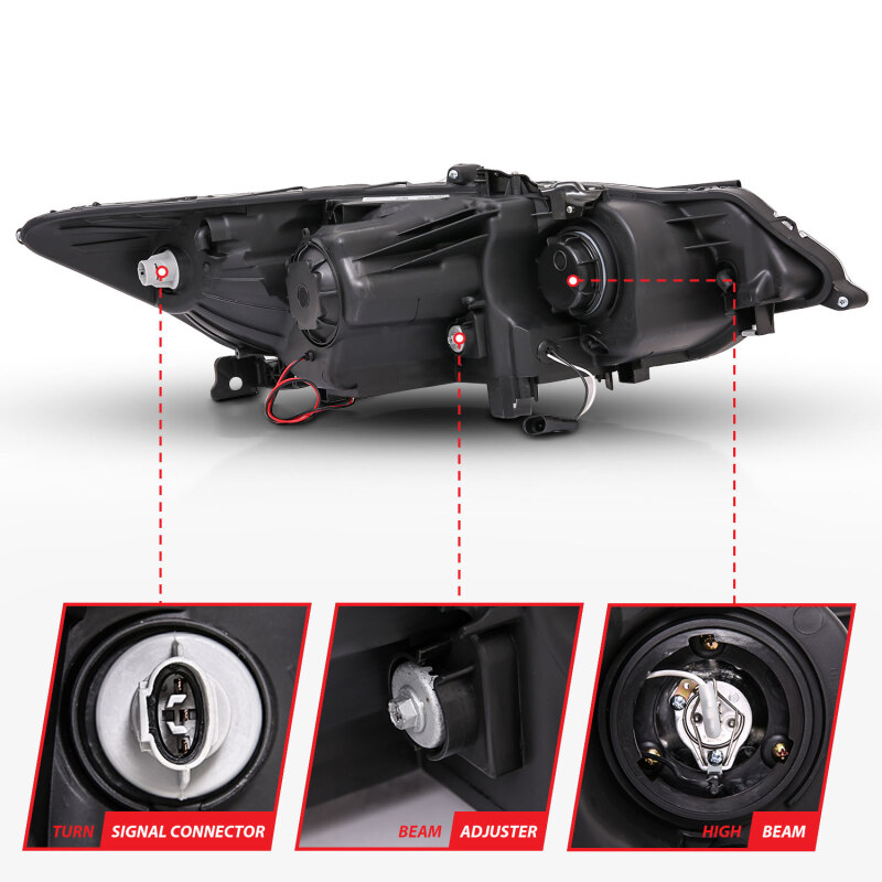 ANZO 2009-2012 Acura TSX Projector Headlights w/ Halo Black (CCFL) (HID Compatible) thumbnail 8