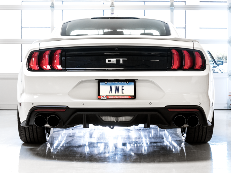 AWE Tuning 2018+ Ford Mustang GT (S550) Cat-Back Exhaust - Touring Edition (Quad Diamond Black Tips) thumbnail 5