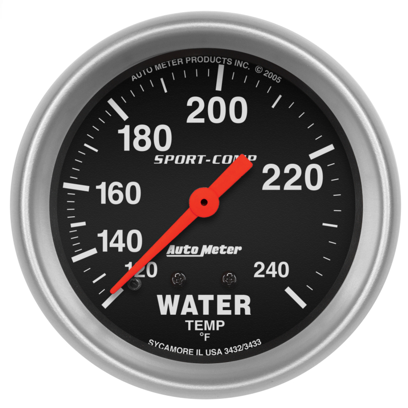 Autometer Sport-Comp 2 5/8in 120-240 F Mechanical Water Temp Gauge thumbnail 3