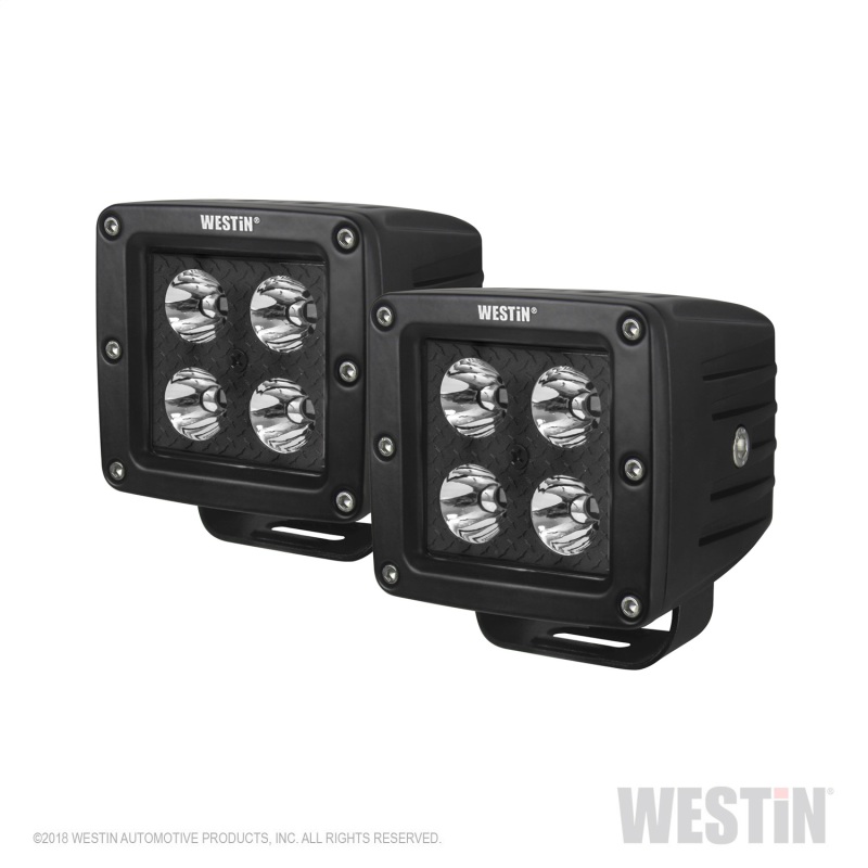 Westin HyperQ LED Auxiliary Lights 3in x 3in cube 20w Flood - Black thumbnail 3