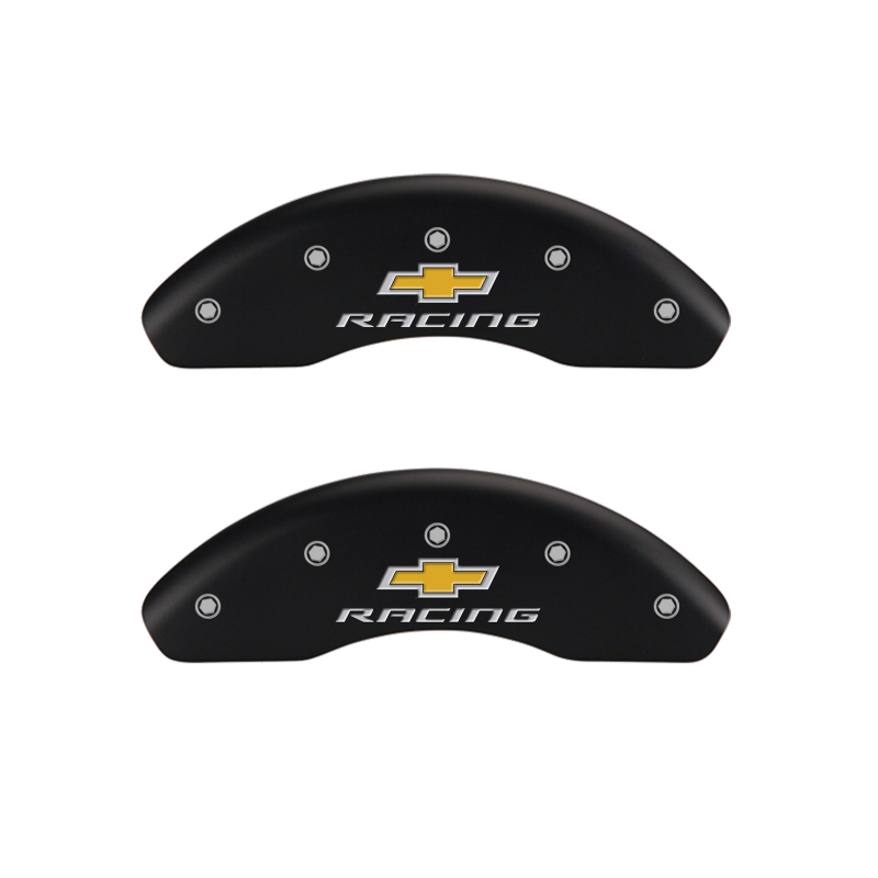MGP 4 Caliper Covers Engraved Front & Rear Chevy racing Red finish silver ch thumbnail 3