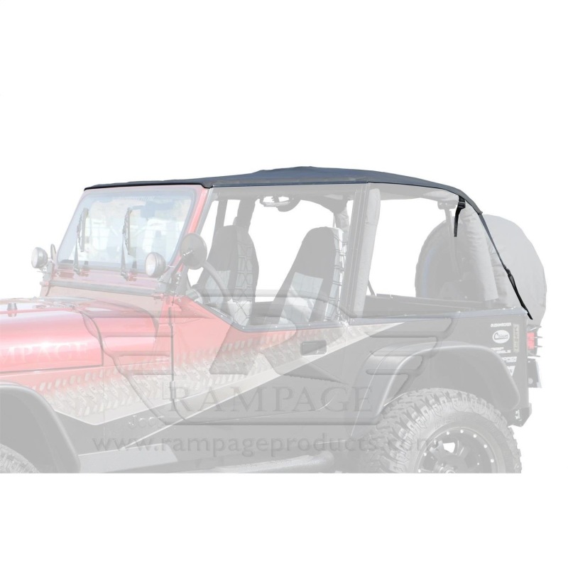 Rampage 1992-1995 Jeep Wrangler(YJ) Frameless Soft Top Kit - Black Diamond thumbnail 4