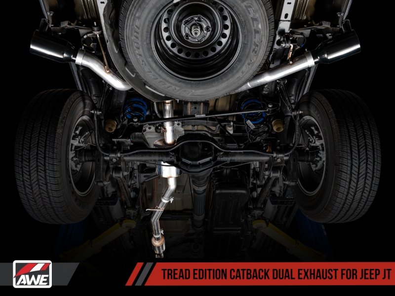AWE Tuning 20-21 Jeep Gladiator JT 3.6L Tread Edition Cat-Back Dual Exhaust - Diamond Black Tip thumbnail 4