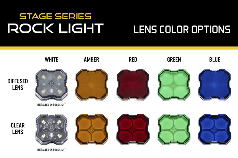 Diode Dynamics Stage Series Rock Lights - Amber Clear Lens thumbnail 3