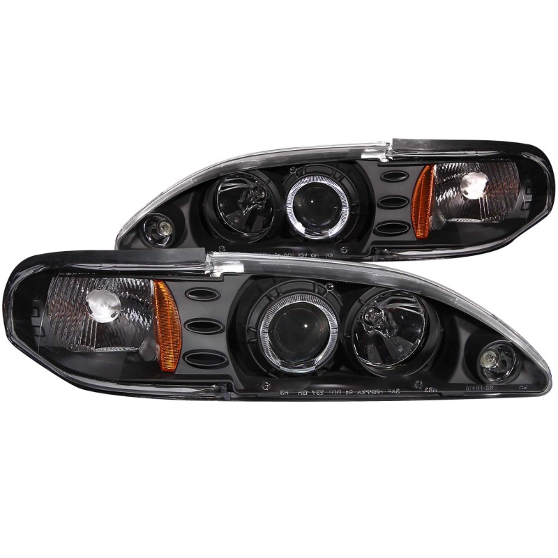 ANZO 1994-1998 Ford Mustang Projector Headlights w/ Halo Black 1pc thumbnail 4