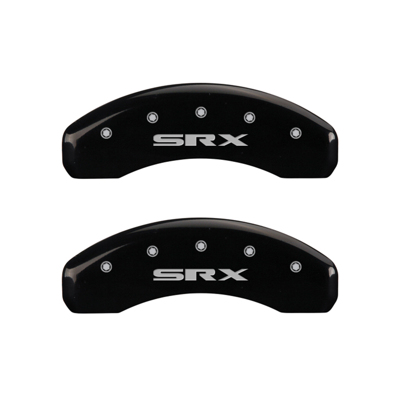 MGP 4 Caliper Covers Engraved Front Cursive/Cadillac Engraved Rear SRX Black finish silver ch thumbnail 7