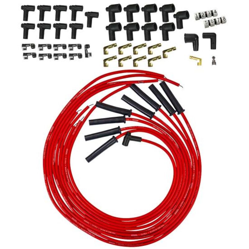 Moroso Universal HEI & Non-HEI Style Caps Ultra 350 8mm Multi-Angle Boot Spark Plug Wire Set - Red