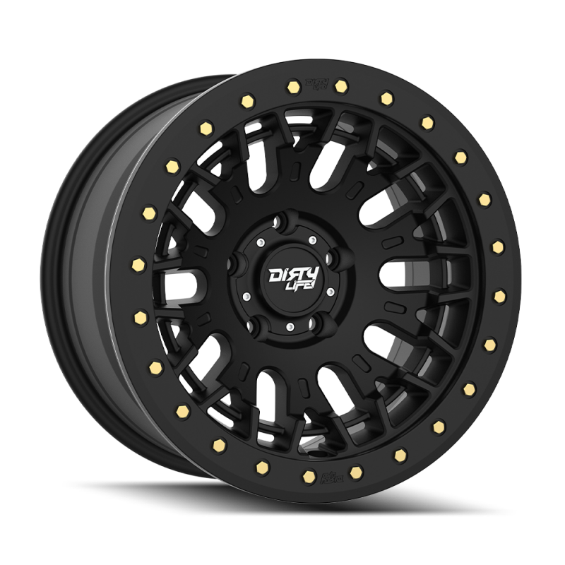 Dirty Life DT-3 17X9 5x127 -12 Offset - Satin Black w/ Simulated Beadlock