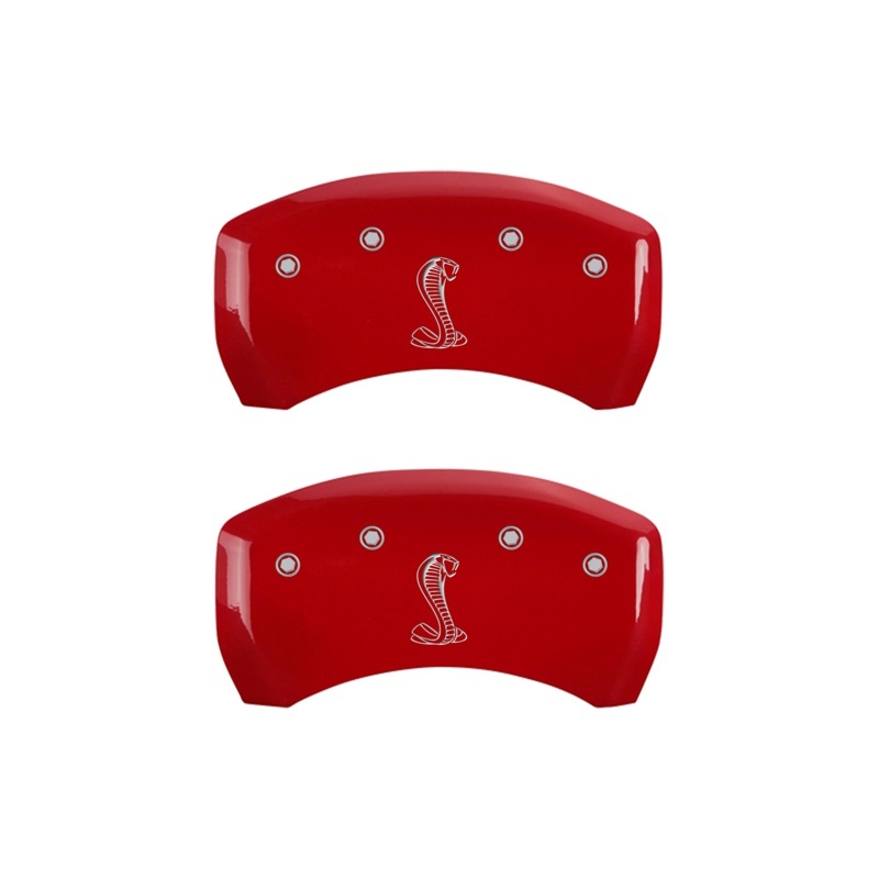 MGP Rear set 2 Caliper Covers Engraved Rear Snake Red finish silver ch thumbnail 4