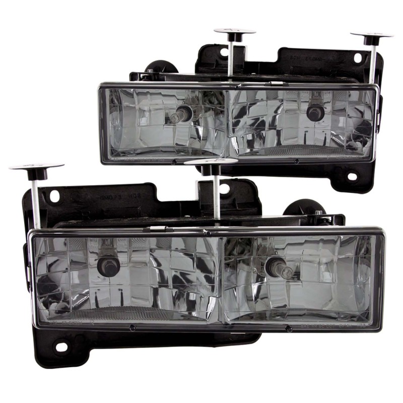 ANZO 1988-1998 Chevrolet C1500 Crystal Headlights w/ Smoke Lens thumbnail 3