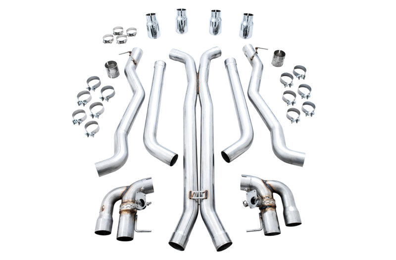 AWE Tuning 18-19 BMW M5 (F90) 4.4T AWD SwitchPath Cat-Back Exhaust - Chrome Silver Tips