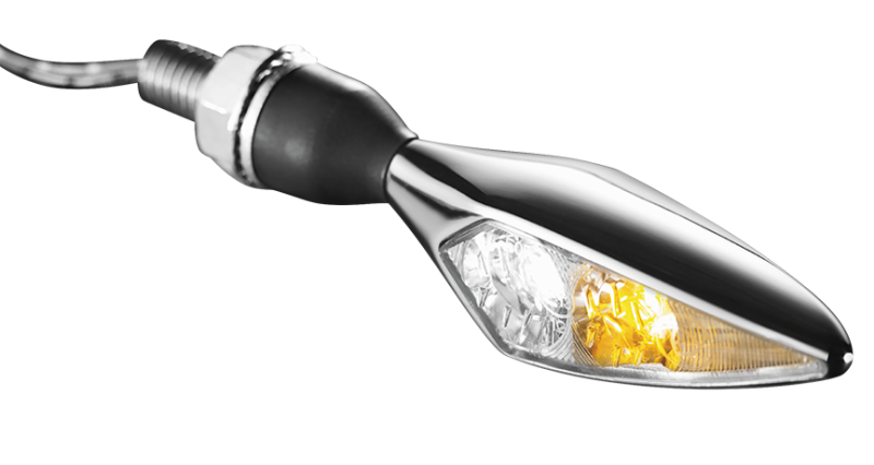 Kuryakyn Kellermann Micro Rhombus Collection Turn Signals 2538 Signal, Rhombus, LED, Clear Lens, White/Amber Light, Chrome Housing, Each thumbnail 2