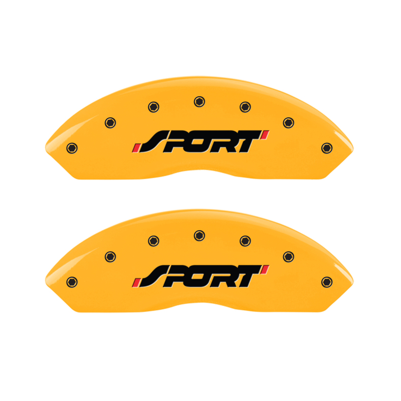 MGP 4 Caliper Covers Engraved Front & Rear SPORT Yellow finish black ch thumbnail 5